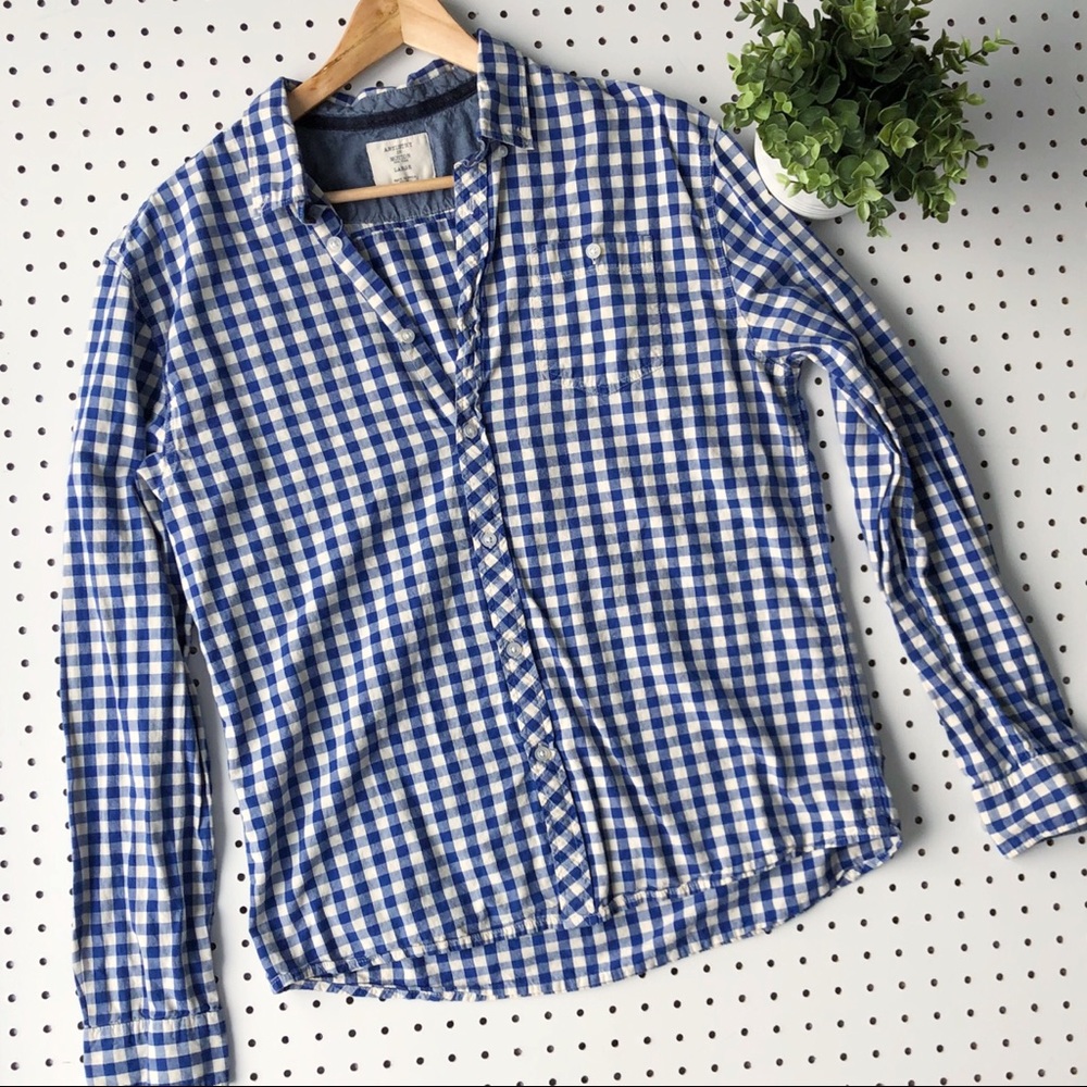 ARTISTRY IN MOTION blue gingham button down